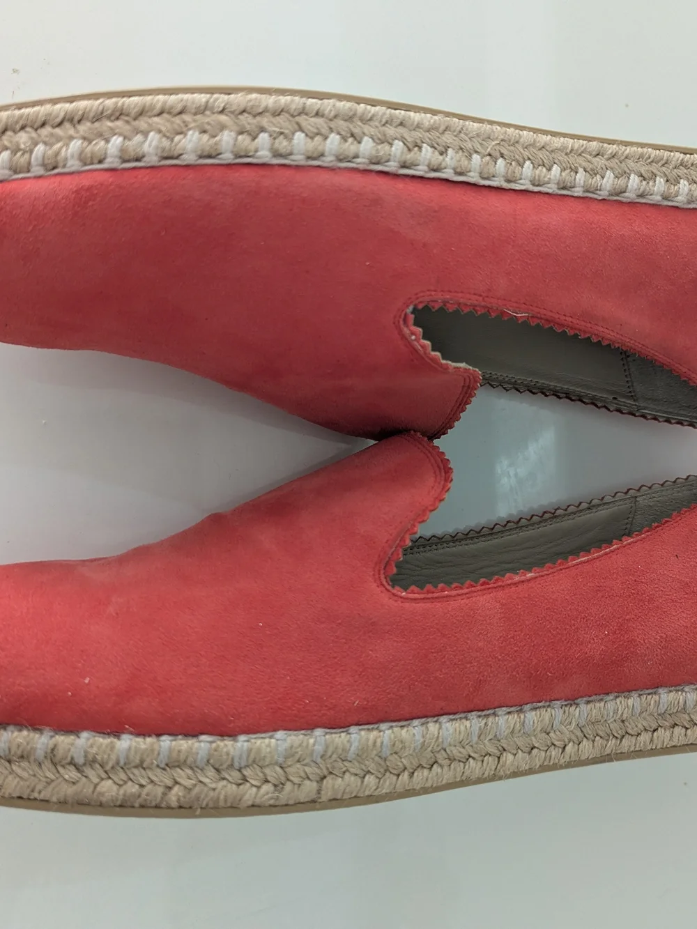 Women's Stuart Weitzman Coral Red Suede Espadrille Loafers Size 10 Shoes